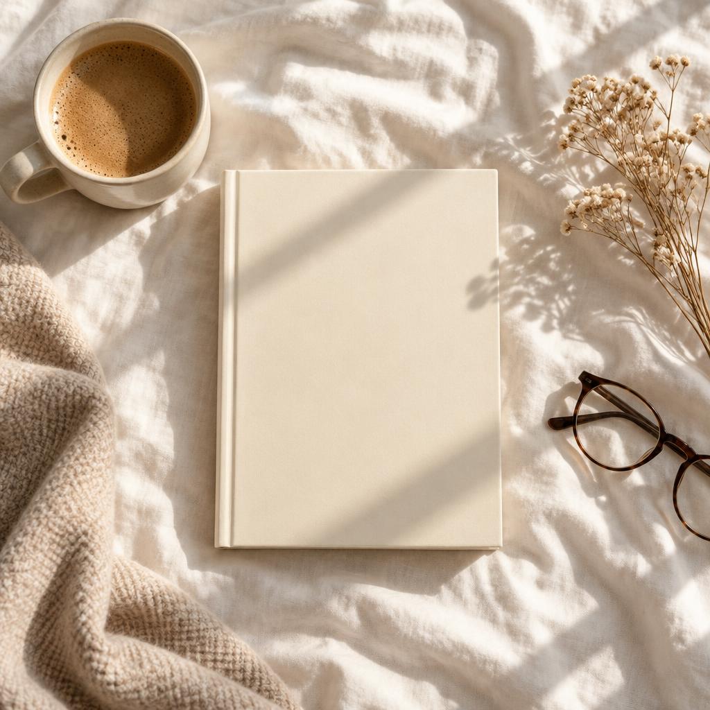 Ground Your Self on linen bedsheets with morning coffee